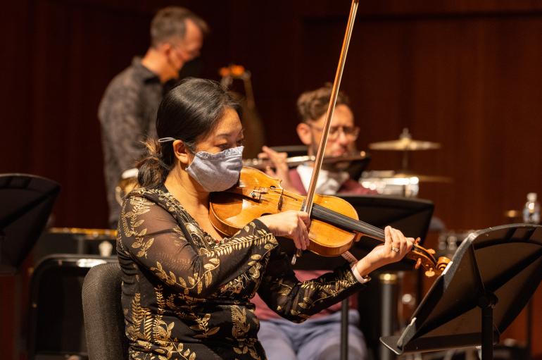 MingHuan Xu in Grossman Ensemble rehearsal