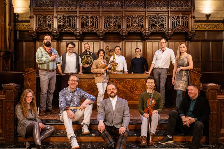 Grossman Ensemble group portrait in Bond Chapel