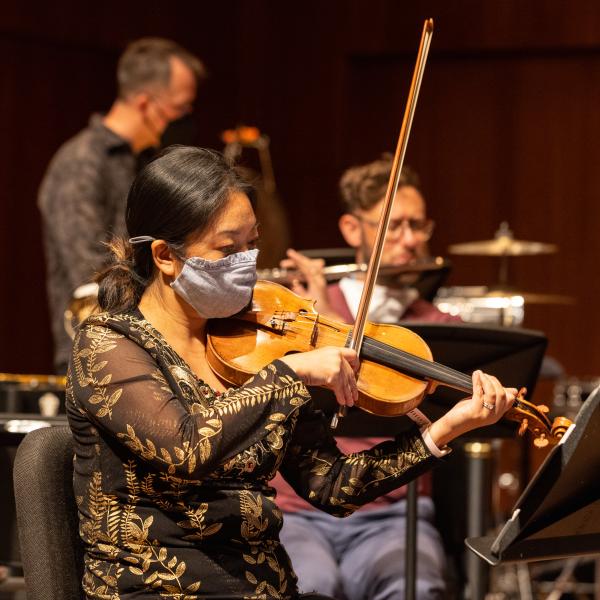 MingHuan Xu in Grossman Ensemble rehearsal