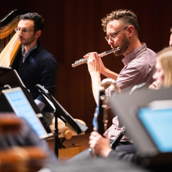 flutist Tim Munro in rehearsal