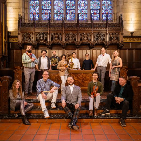 Grossman Ensemble group portrait in Bond Chapel